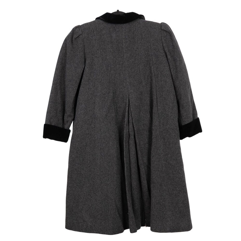 Copper Key VTG Gray Wool Coat 10 Girls Velvet Collar Insert Bows Classic Moldova - Picture 7 of 7